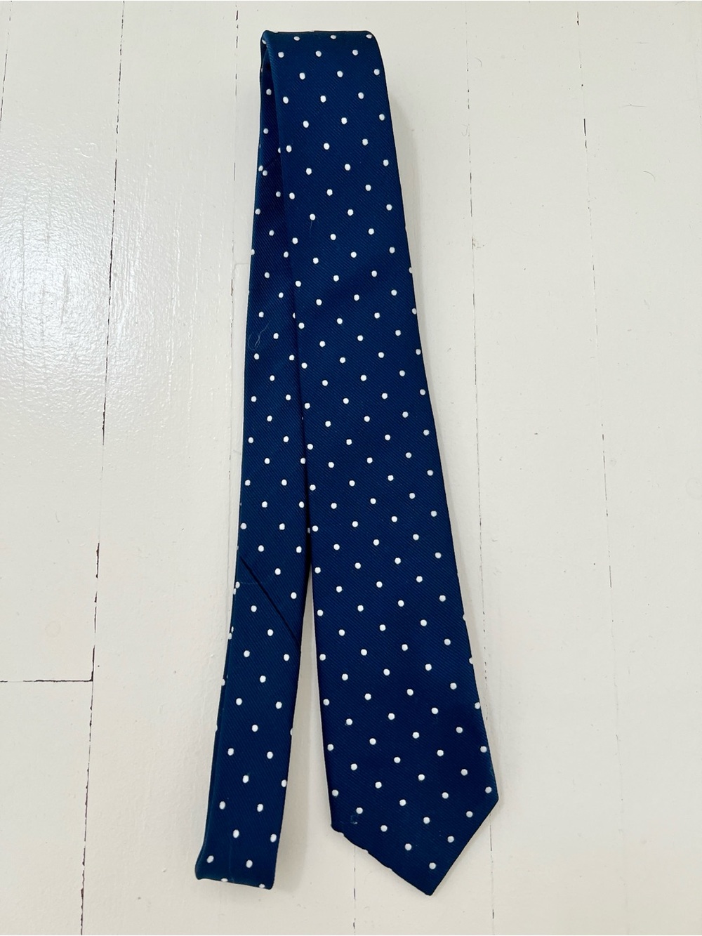 H&M Classic Navy Tie with White Polka Dots